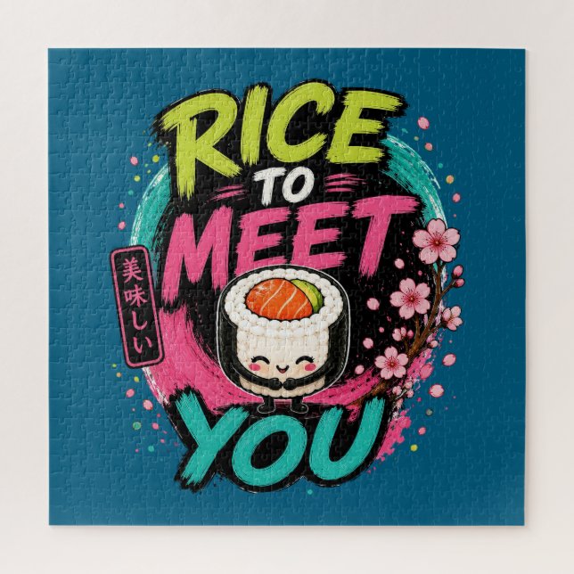 Quebra-cabeça Arroz para Conhecer Você – Design de Sushi Kawaii  (Vertical)