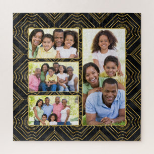 Quebra-cabeça Art Deco Black Black Add Your Family Photo Collage