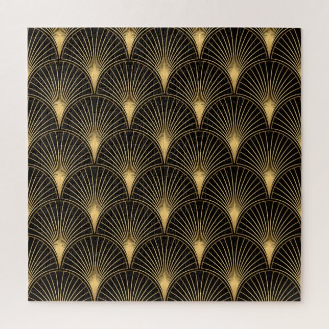 Quebra-cabeça Art Deco Black Dourado: Luxo sem costura (Vertical)