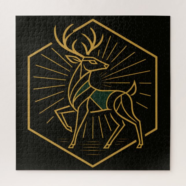 Quebra-cabeça Art Deco Christmas Reindeer Square Jigsaw Puzzle (Vertical)