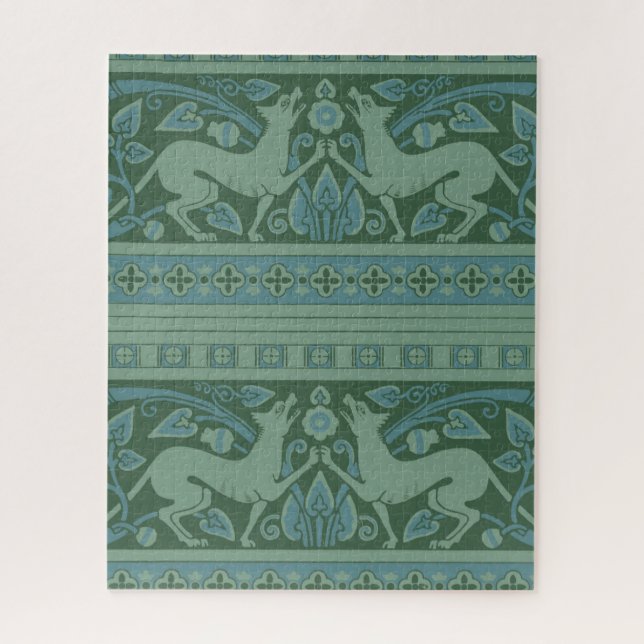 Quebra-cabeça Art Deco Nouveau Cachorro Natureza Botânica Antigu (Vertical)