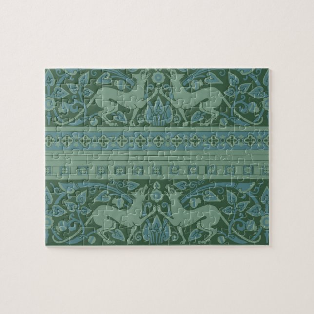 Quebra-cabeça Art Deco Nouveau Cão Natureza Padrão Animal (Horizontal)