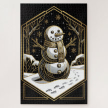 Art Deco Snowman Jigsaw Puzzle