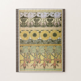 Quebra-cabeça Art nouveau alfônimo mucha fuschia girassol flora