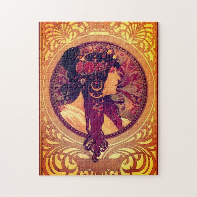 Quebra-cabeça Art nouveau Alphonse Mucha Donna elegante (Vertical)