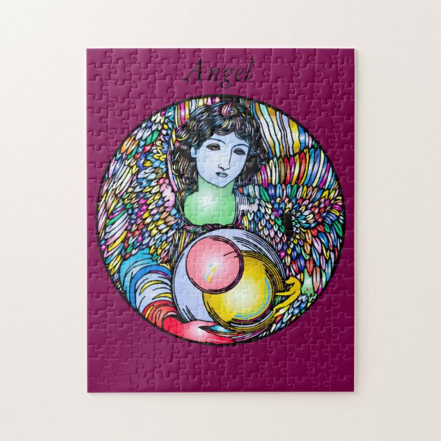 Quebra-cabeça Art Nouveau Angel On Stained Glass (Vertical)