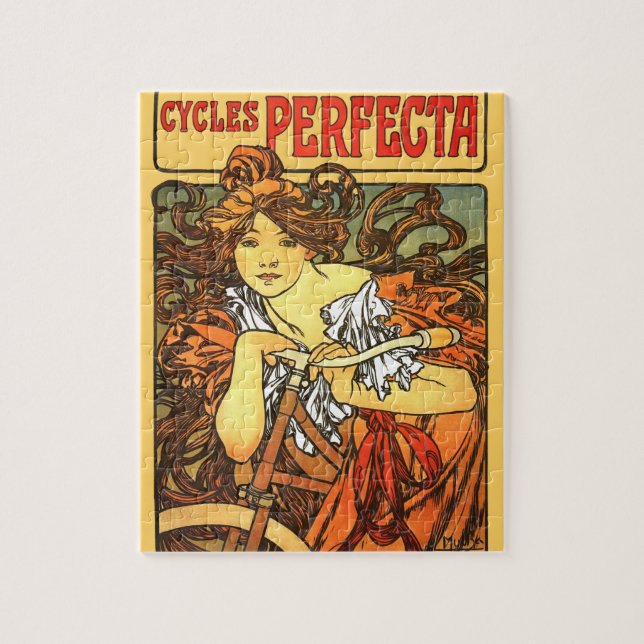 Quebra-cabeça Art Nouveau Bicicleta Mucha Art (Vertical)