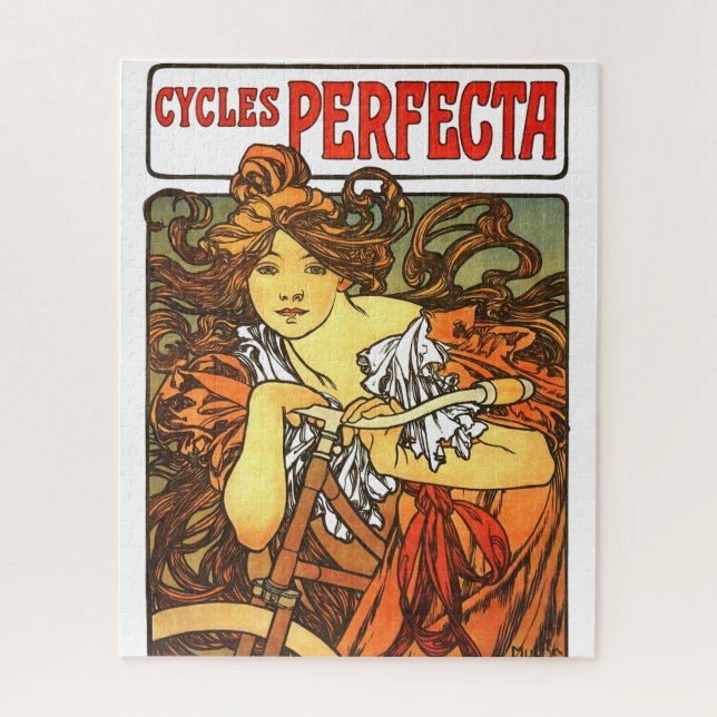 Quebra-cabeça Art Nouveau Bicycle Mucha Art (Vertical)