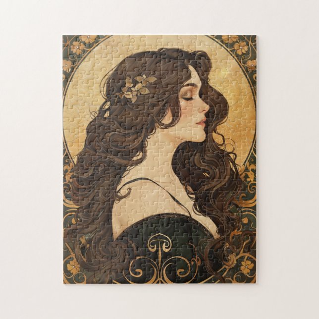 Quebra-cabeça Art Nouveau Estilo Vintage Beleza Clássica (Vertical)