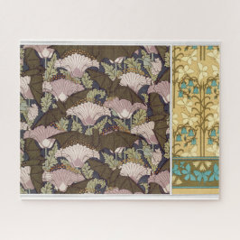 Quebra-cabeça Art nouveau morcegos e campanulas arte têxtil flor