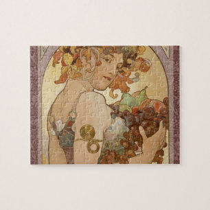 Quebra-cabeça Art Nouveau Mulher Mucha Linda