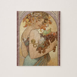 Quebra-cabeça Art Nouveau Mulher Mucha Linda