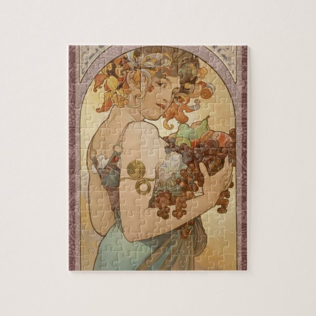 Quebra-cabeça Art Nouveau Mulher Mucha Linda (Vertical)