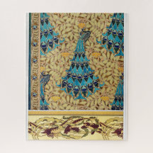 Art nouveau pavão têxtil deco verneuil azul