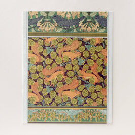 Quebra-cabeça Art nouveau squirrel aves queda floral arte têxtil