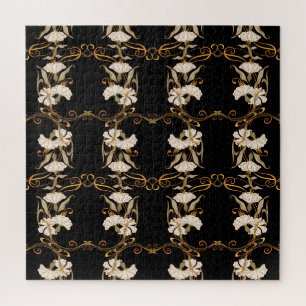 Quebra-cabeça Art Nouveau Style: Vintage Preto-Dourado.