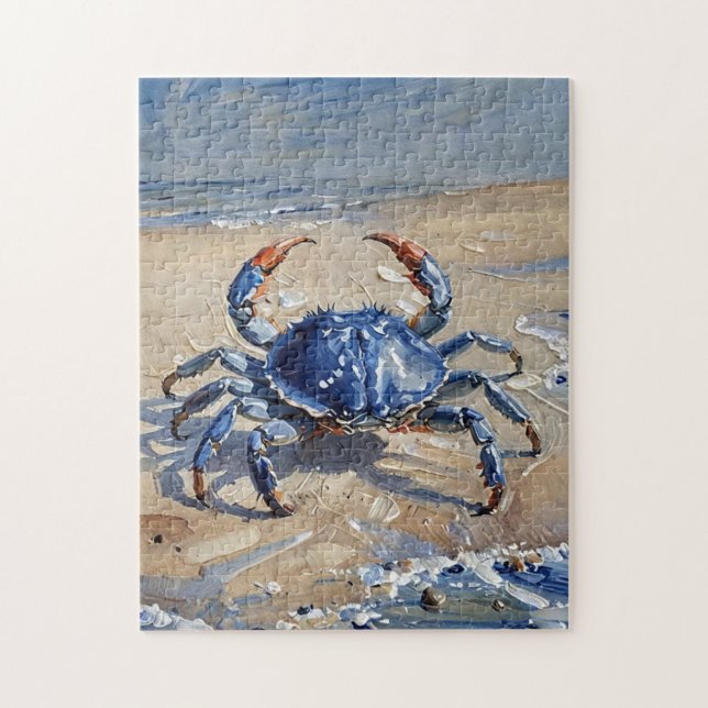 Quebra-cabeça Art Oil Print of a Blue Crab (Vertical)