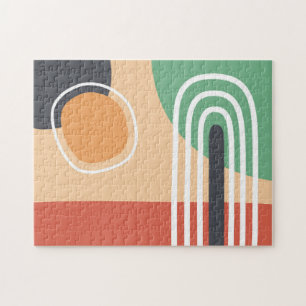 Quebra-cabeça Arte abstrata em linha com cores retrô de arco-íri