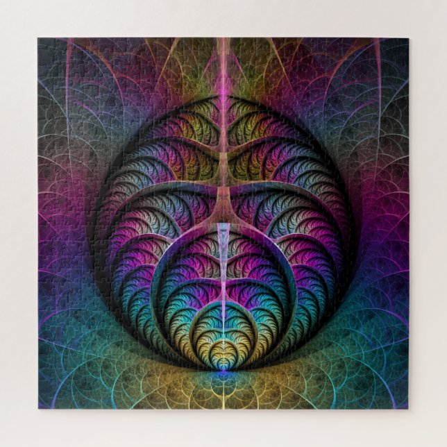 Quebra-cabeça Arte abstrata fractal colorida e alucinante (Vertical)