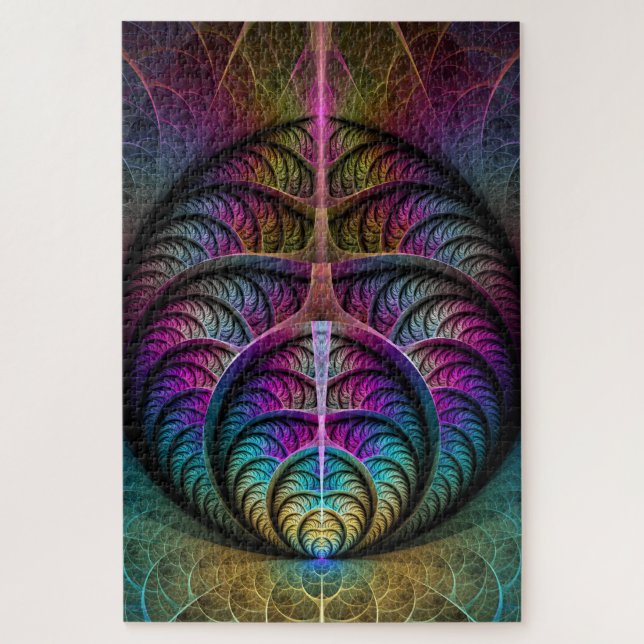 Quebra-cabeça Arte abstrata fractal colorida e alucinante (Vertical)