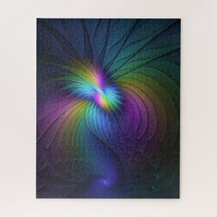 Quebra-cabeça Arte abstrata fractal moderna colorida com azul
