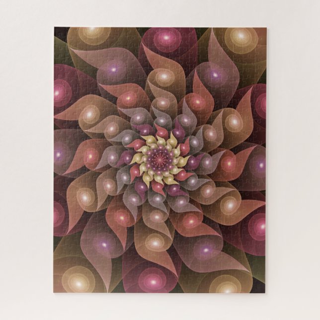 Quebra-cabeça Arte abstrata fractal moderna surreal flor brilhan (Vertical)