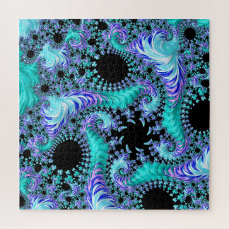 Quebra-cabeça Arte Abstrata Fractal Tentáculo Ciano Psicodélico