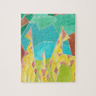 Quebra-cabeça Arte abstrata original da família de girafas