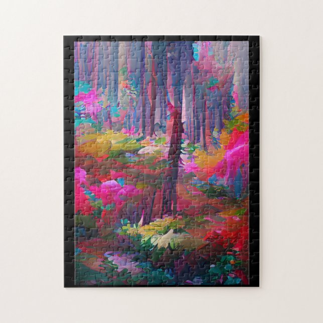 Quebra-cabeça Arte abstrata vibrante da floresta (Vertical)