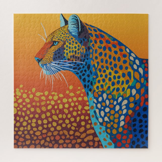 Quebra-cabeça Arte Abstrata Vibrante de Leopardo (Vertical)