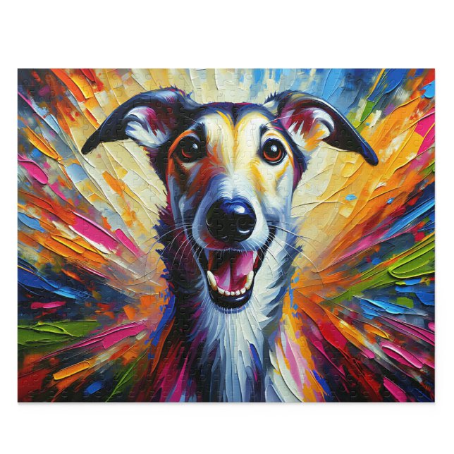 Quebra-cabeça Arte Acrílica Lurcher: Cão Longo Fawn Brindle (Lurcher Acrylic Art: Fawn Brindle Long Dog
)