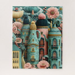 Quebra-cabeça Arte Al Pastel Whimsical com Aldeia de Cozy Knited