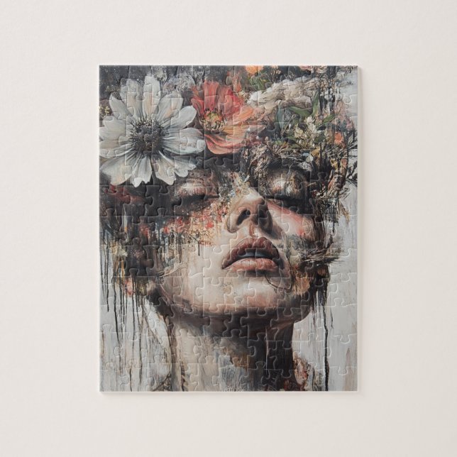 Quebra-cabeça Arte Aleatória Meu Gato Fez Flores em Minha Mente (Vertical)