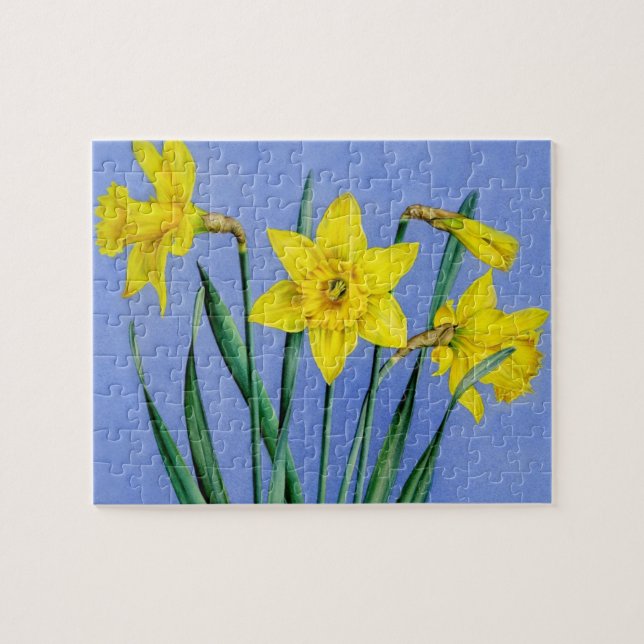Quebra-cabeça Arte amarela do gouache da aguarela dos daffodils (Horizontal)