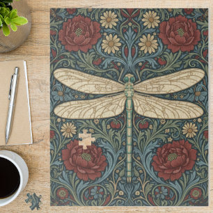 Quebra-cabeça Arte Antiga Flor de Libélula Nouveau