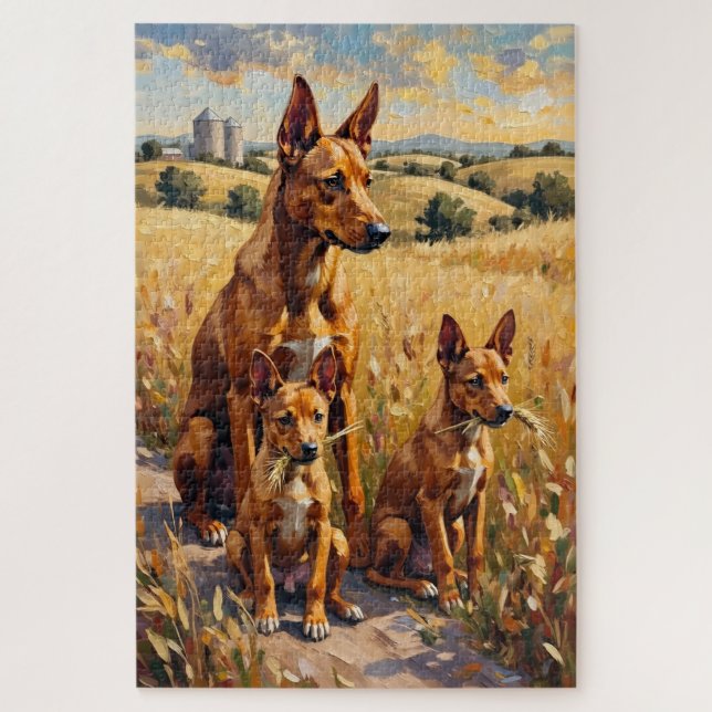 Quebra-cabeça Arte Australiana Kelpie Campo Dourado (Vertical)
