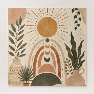 Quebra-cabeça Arte Botânica e Sol Boho