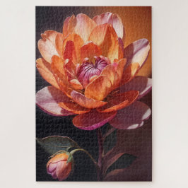 Quebra-cabeça Arte Botânica Floral Rosa Laranja