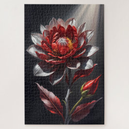 Quebra-cabeça Arte Botânico Floral Branco Vermelho