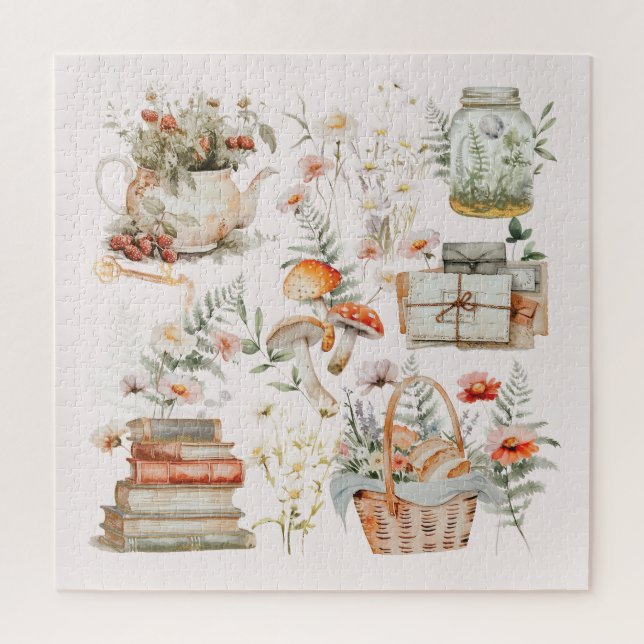 Quebra-cabeça Arte Caprichosa de Cogumelos Florais da Casa de Ca (Vertical)