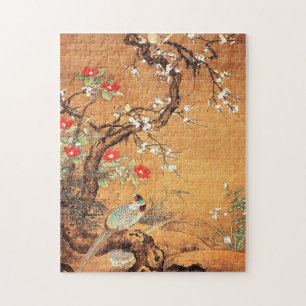 Quebra-cabeça Arte chinesa oriental de faasant e camellia