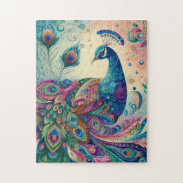 Quebra-cabeça Arte Colorida de Pavão Puzzle de 252 Peças