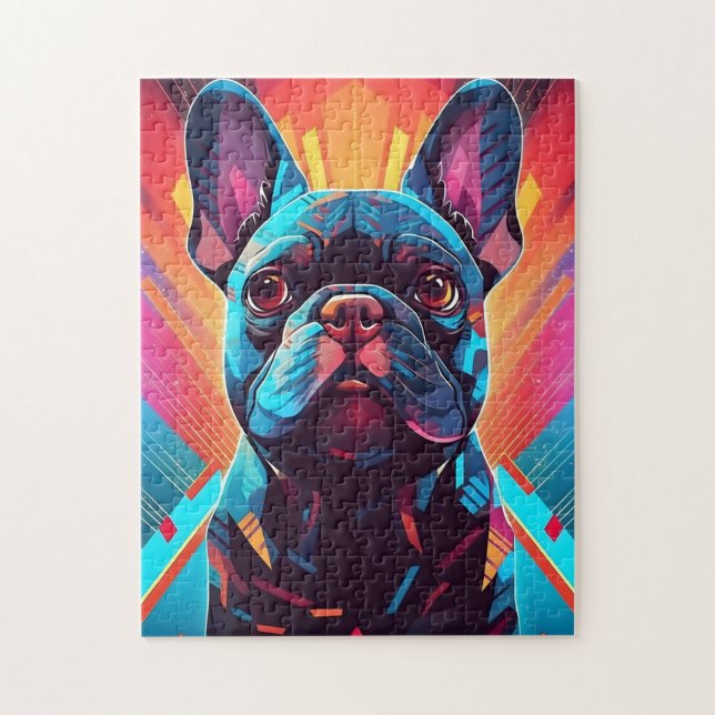 Quebra-cabeça Arte Colorida do Bulldog Francês (Vertical)