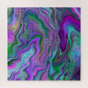 Quebra-cabeça Arte com fluido roxa, verde e azul