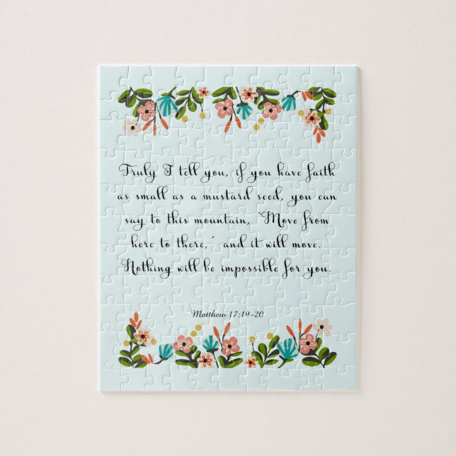 Quebra-cabeça Arte cristã legal - 17:19 de Matthew - 20 (Vertical)