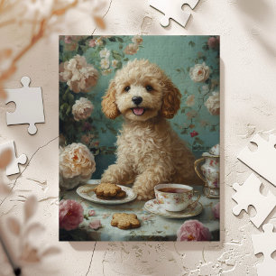 Quebra-cabeça Arte da Festa do Chá do Goldendoodle