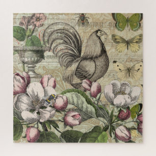 Quebra-cabeça Arte da Flor do Jardim Rooster