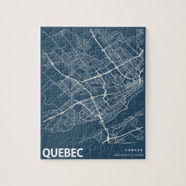 Quebra-cabeça Arte da Linha de Mapa da Cidade Minimalista do Que (Vertical)