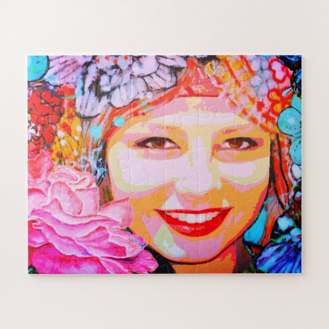Quebra-cabeça Arte da menina florida (Horizontal)