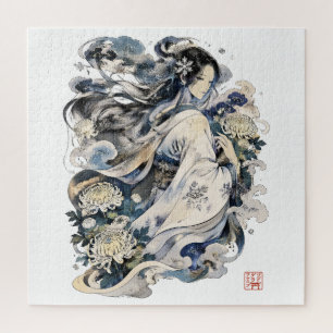 Quebra-cabeça Arte da Mulher de Neve Japonesa Yokai de Inverno